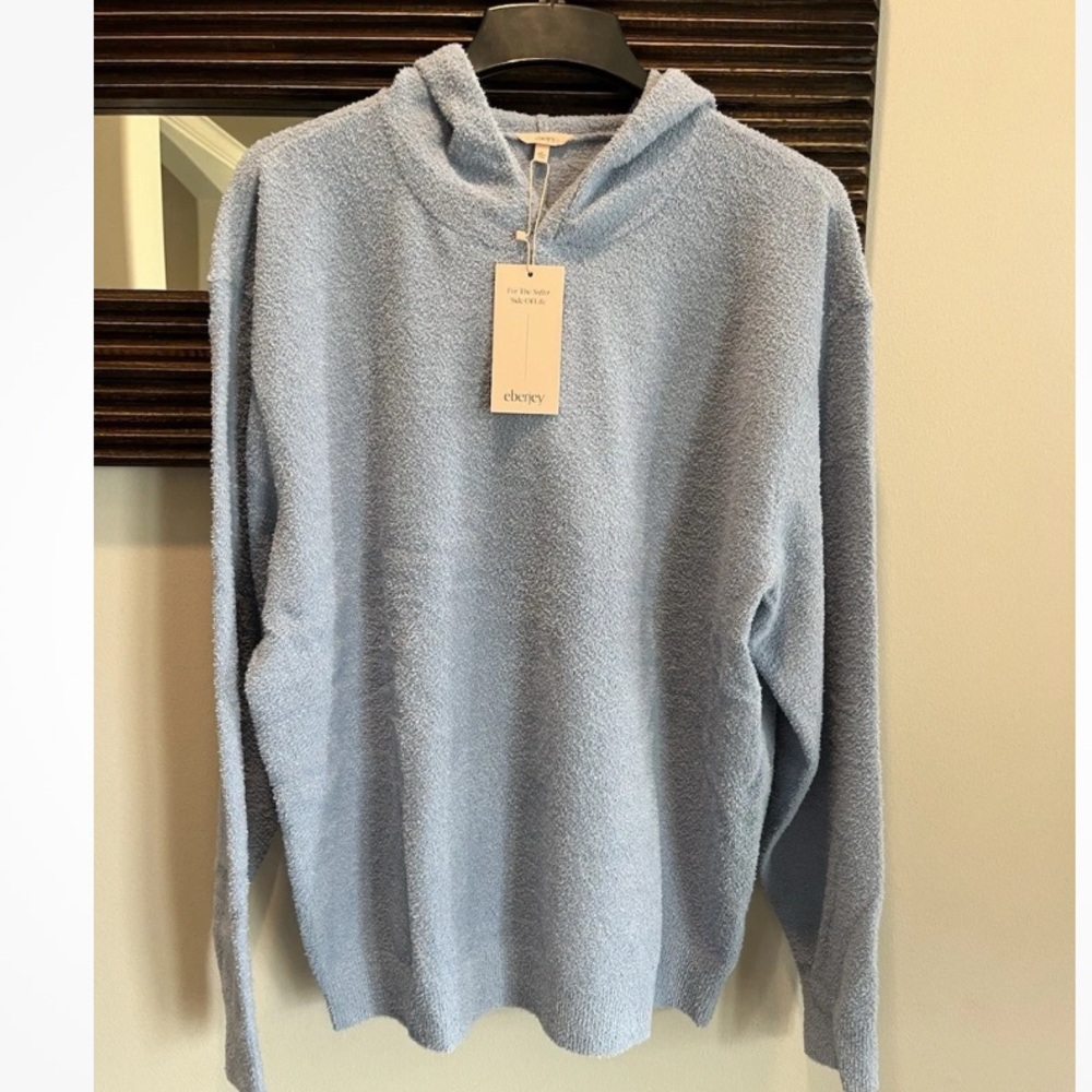 Eberjey Men’s Baby Blue Recycled Boucle Hoodie Sweater XL New